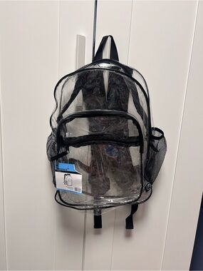 Clear PVC Backpack with Black Trim - Men's Transparent Travel & School Bag